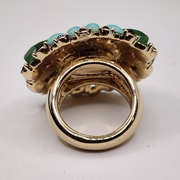 Large multi stone ring size 7 Gold Tone - Picture 6 of 13